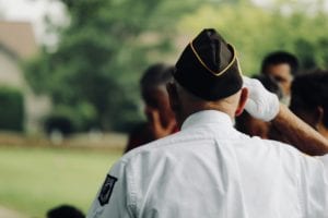 Military veteran salutes